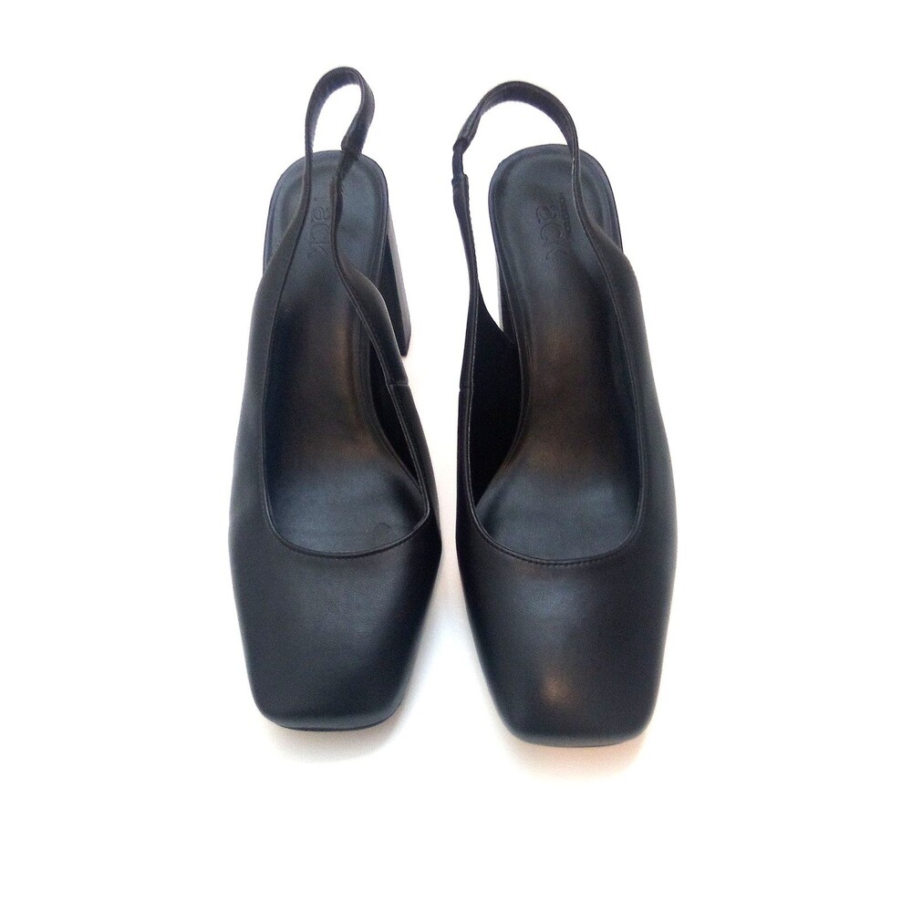 Nordstrom Rack Kinley Black Square Toe Block Heel Slingback Pumps Size 8